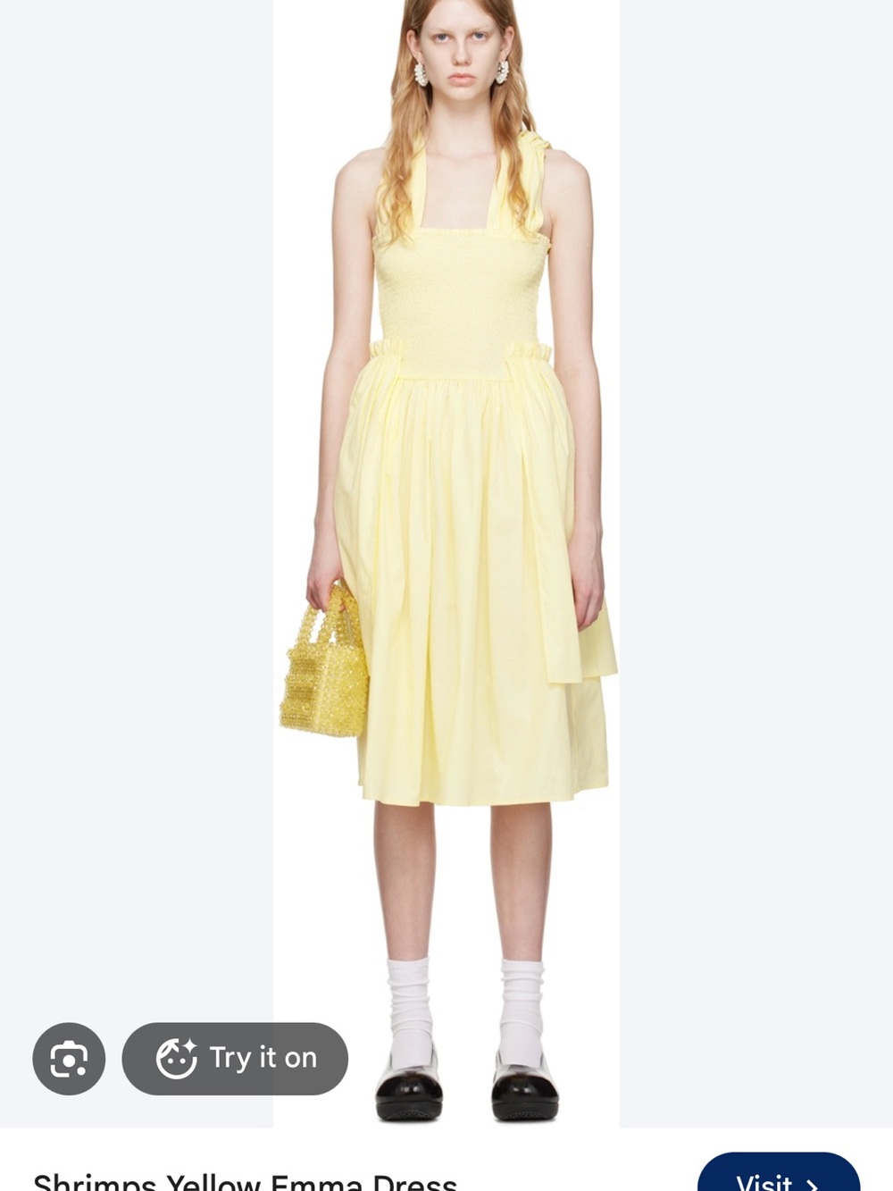 Shrimps Yellow Emma Tie-Shoulder Midi Dress
